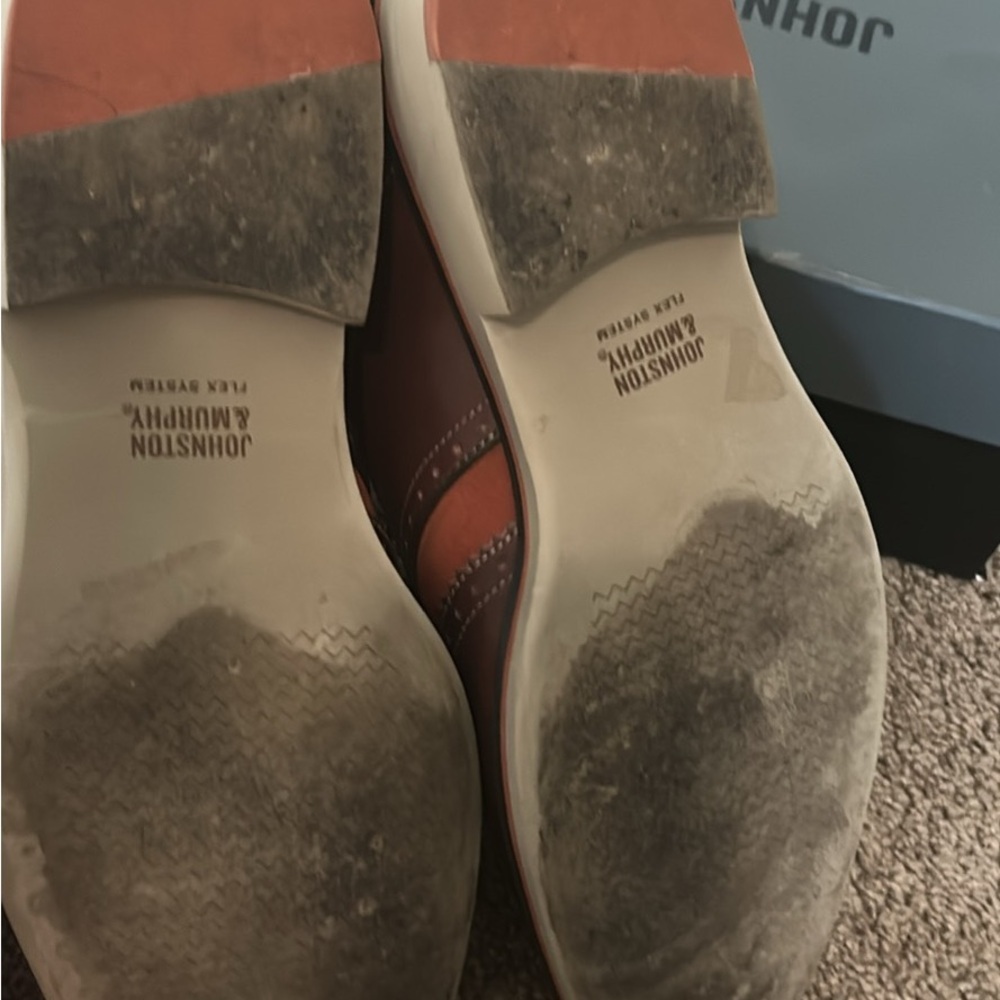 Johnston & Murphy Men's Brown and Orange Oxfords -Ellington Wing - Picture 5 of 5